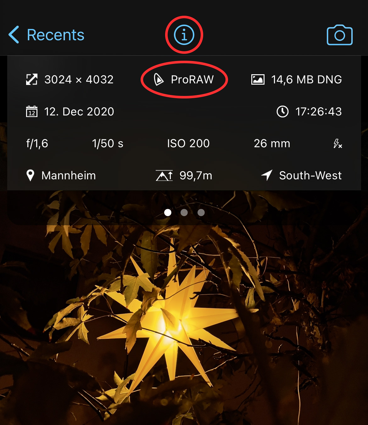 ProCamera Exif Viewer ProRAW metadata ProCamera's Exif Viewer for iPhone ProRAW photos