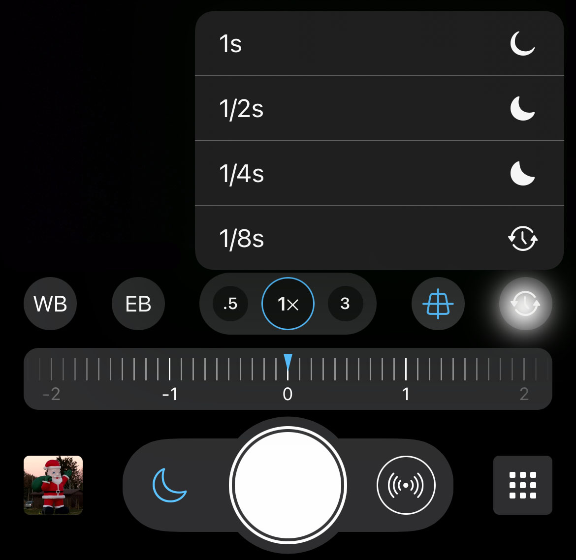 ProCamera LowLight mode exposure time options ProCamera LowLight camera mode maximum exposure time list