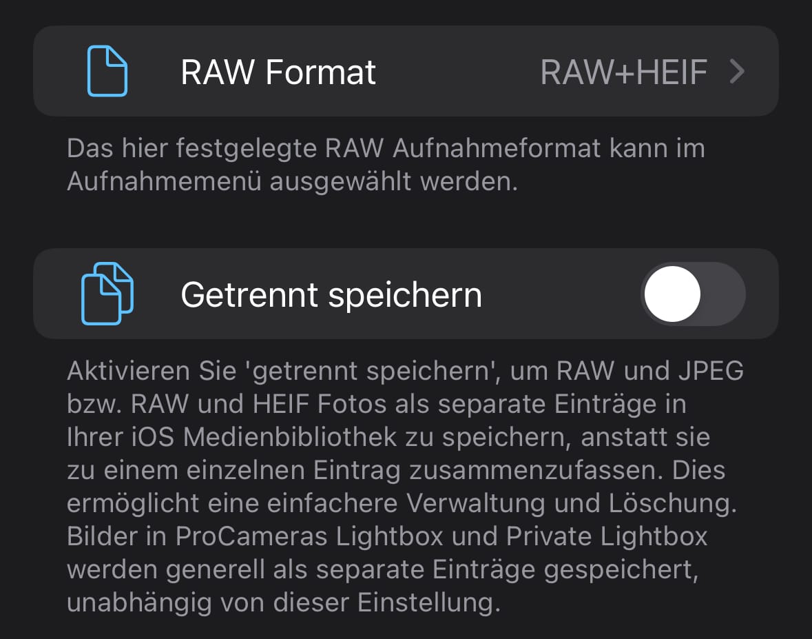 RAW und verarbeitete Version separat speichern RAW und verarbeitete Version getrennt speichern