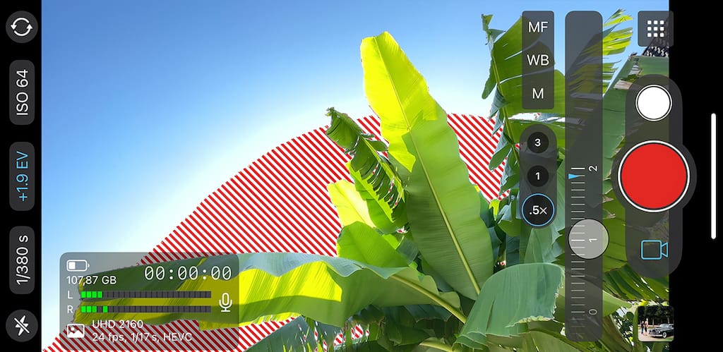 Zebra Stripes when filming with ProCamera