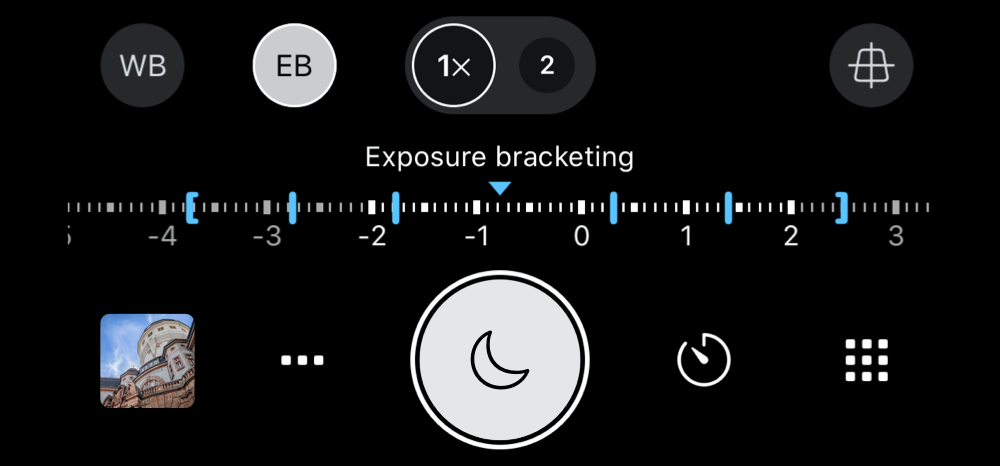 exposure-bracketing-dial_LL EB Exposure Bracketing feature in ProCamera's LowLight mode